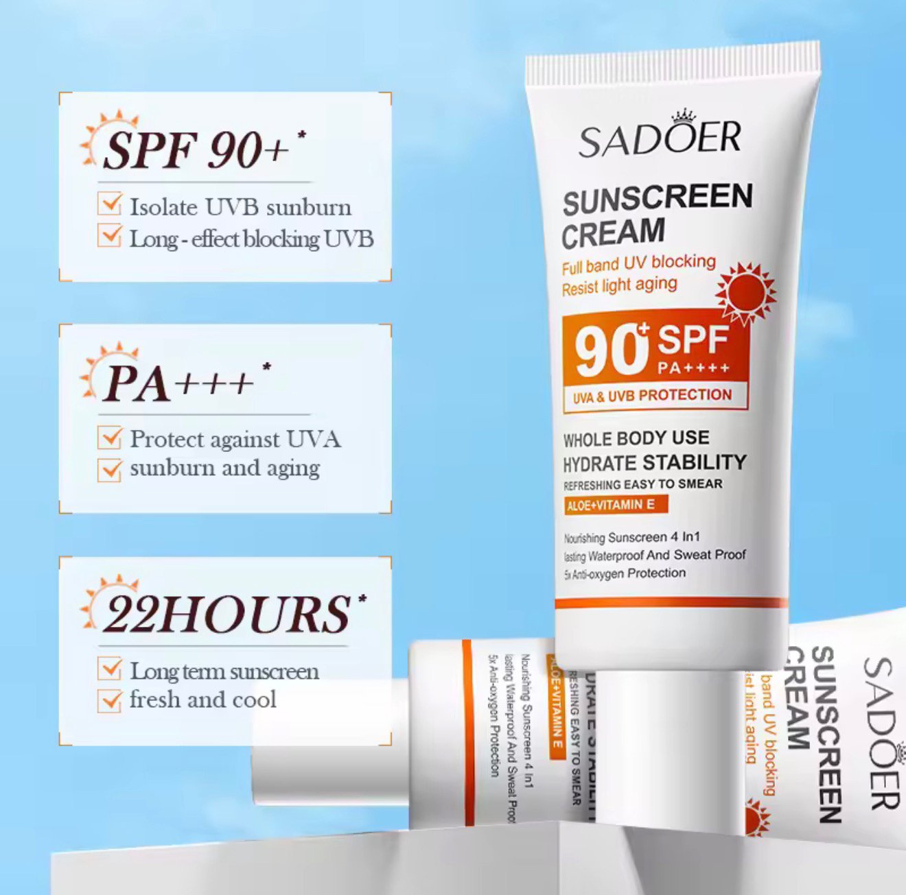 Sadoer Sunscreen Cream SPF 90+ - Image 4