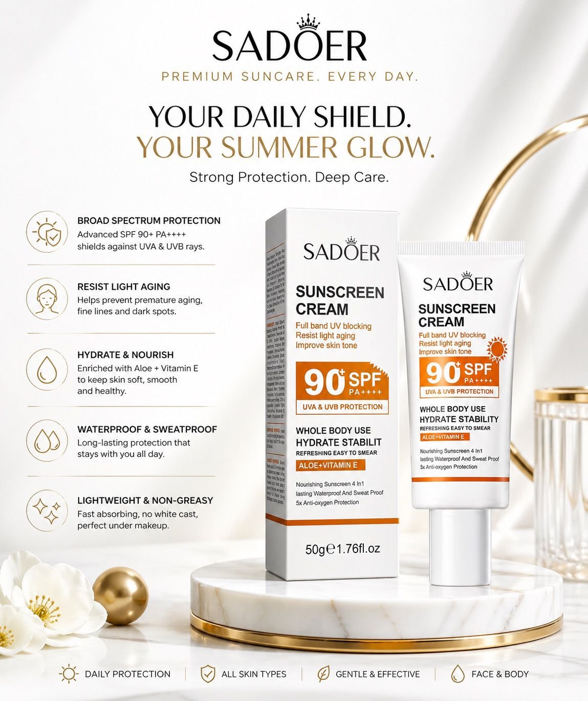 Sadoer Sunscreen Cream SPF 90+ - Image 2